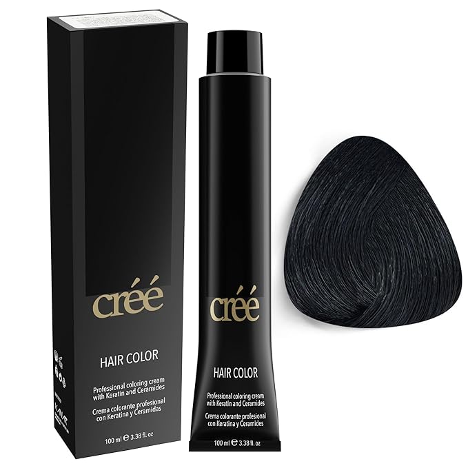 Cree Professional 1 - Black Permanent Hair Color - Long Lasting, Rich Vibrant - Gray Coverage 100ml